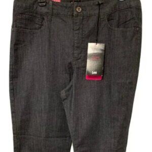 Lee Womens Gray 5 Pocket Jeans Classic Fit Straight Leg Stetch Size 16M
